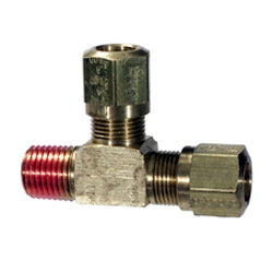 3/8 Inch x 3/8 Inch Brass Male Run Tee D.O.T. Air Brake Fitting with Sealant