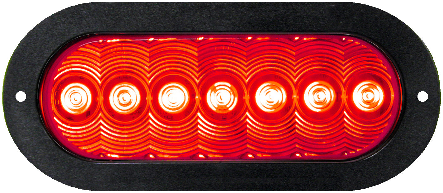 Led Stop/Turn/Tail- Oval- Amp- Narrow Flange-Mount 7.88″X3.31″- Red W/White Diodes