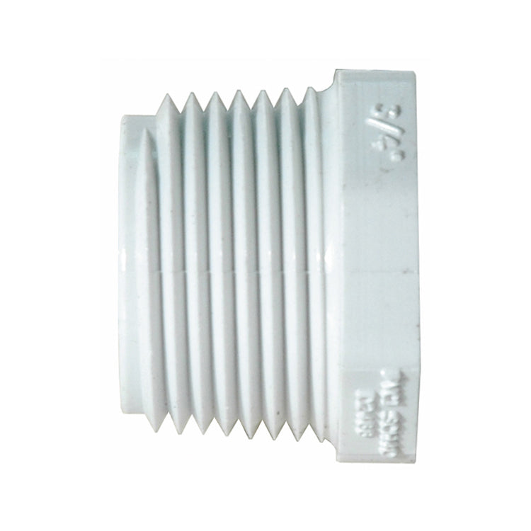 3/4 Inch Mipt Sch 40 White Pvc Plug
