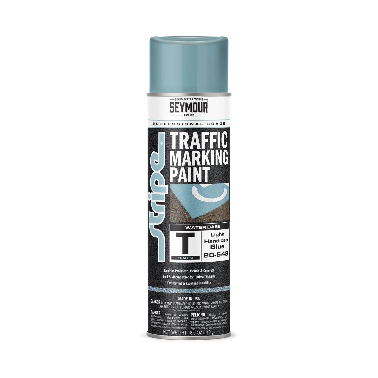 Seymour Stripe Water-Based Traffic Marking Paint- Light Handicap Blue (18 Oz)
