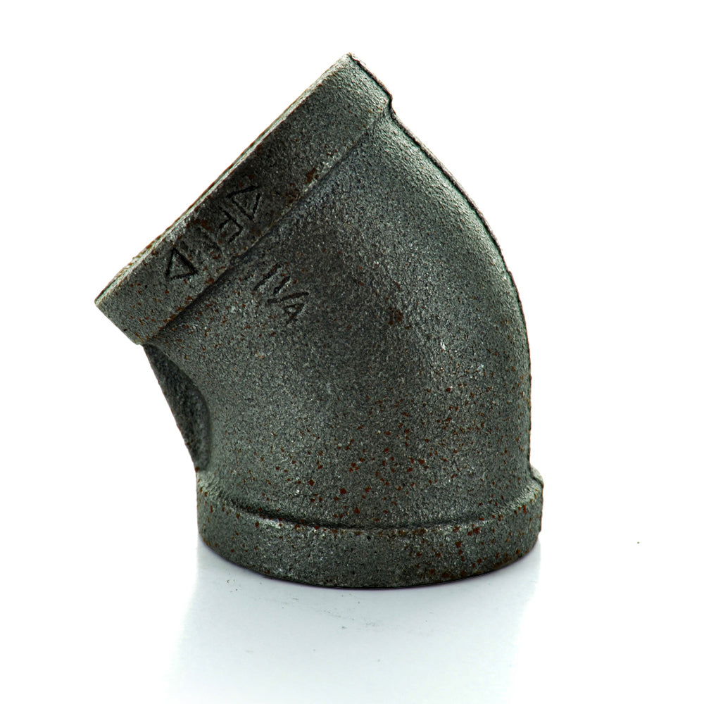 1" Schedule 40 Female NPT Black Welded Malleable Iron 45 Degree Elbow USA
