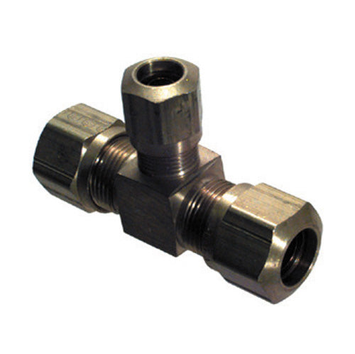 1/2 Inch x 1/2 Inch x 3/8 Inch Brass Union Tee D.O.T. Air Brake Fitting