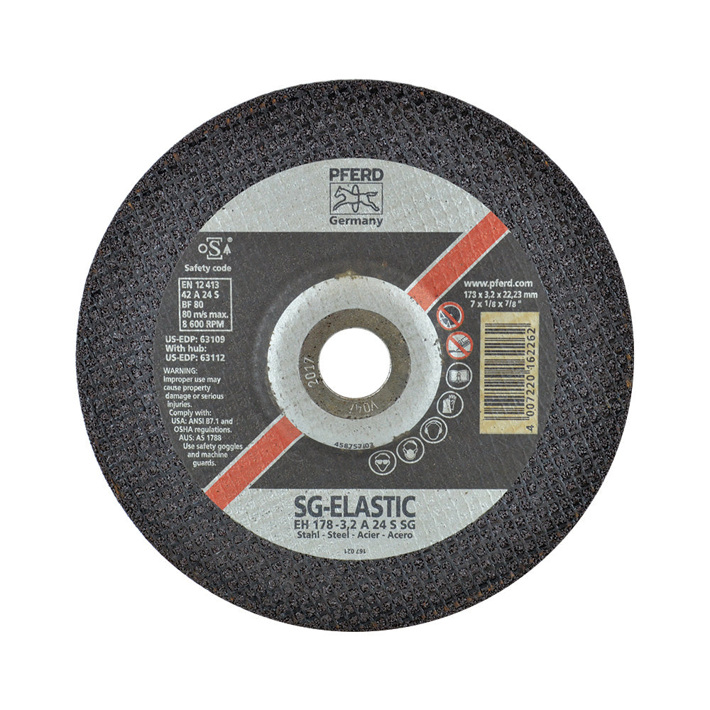 Pferd Performance Line SG Depressed Center Type 27 Cut-Off Wheel 7 Inch x 1/8 Inch x 7/8 inch – Plain Arbor Hole