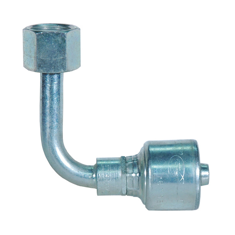 5/8 x 5/8 Female Flat-Face O-Ring Swivel 90° Elbow Long Drop (10G-10FFORX90L)