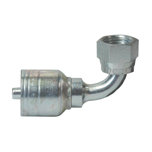 3/8 Inch x Female Swivel Short Drop 90 Degree Tube Elbow Yellow Zinc Z Series Weathergrip Crimp