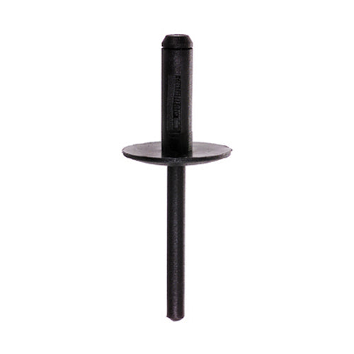 0.22 Inch 2.5 - 4.8 Mm Grip Black Plastic Push Rivet