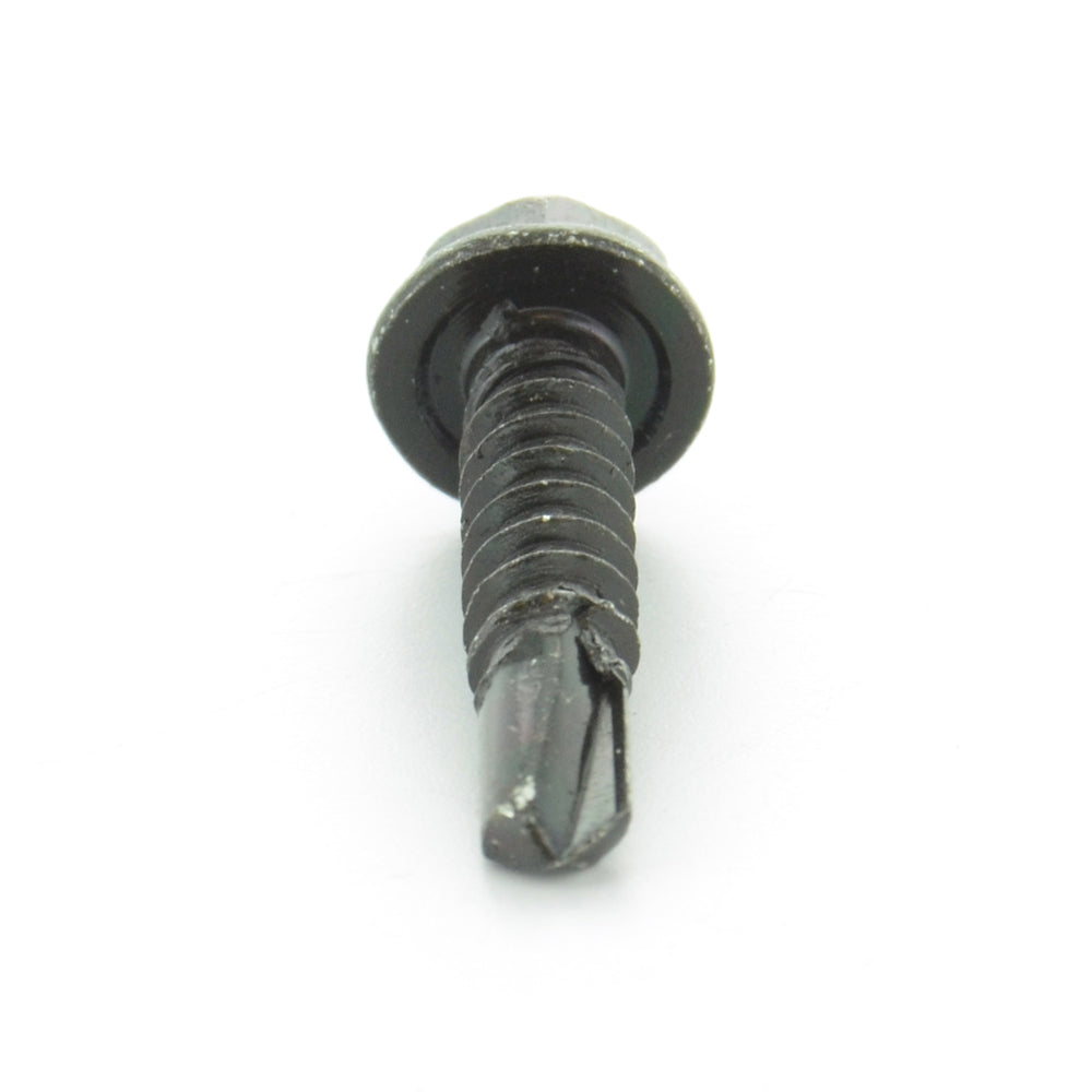 #14 x 1 Inch Black Oxide Hardened Steel #3 Point Indented Hex Washer Head Self-Drilling Tek Screw