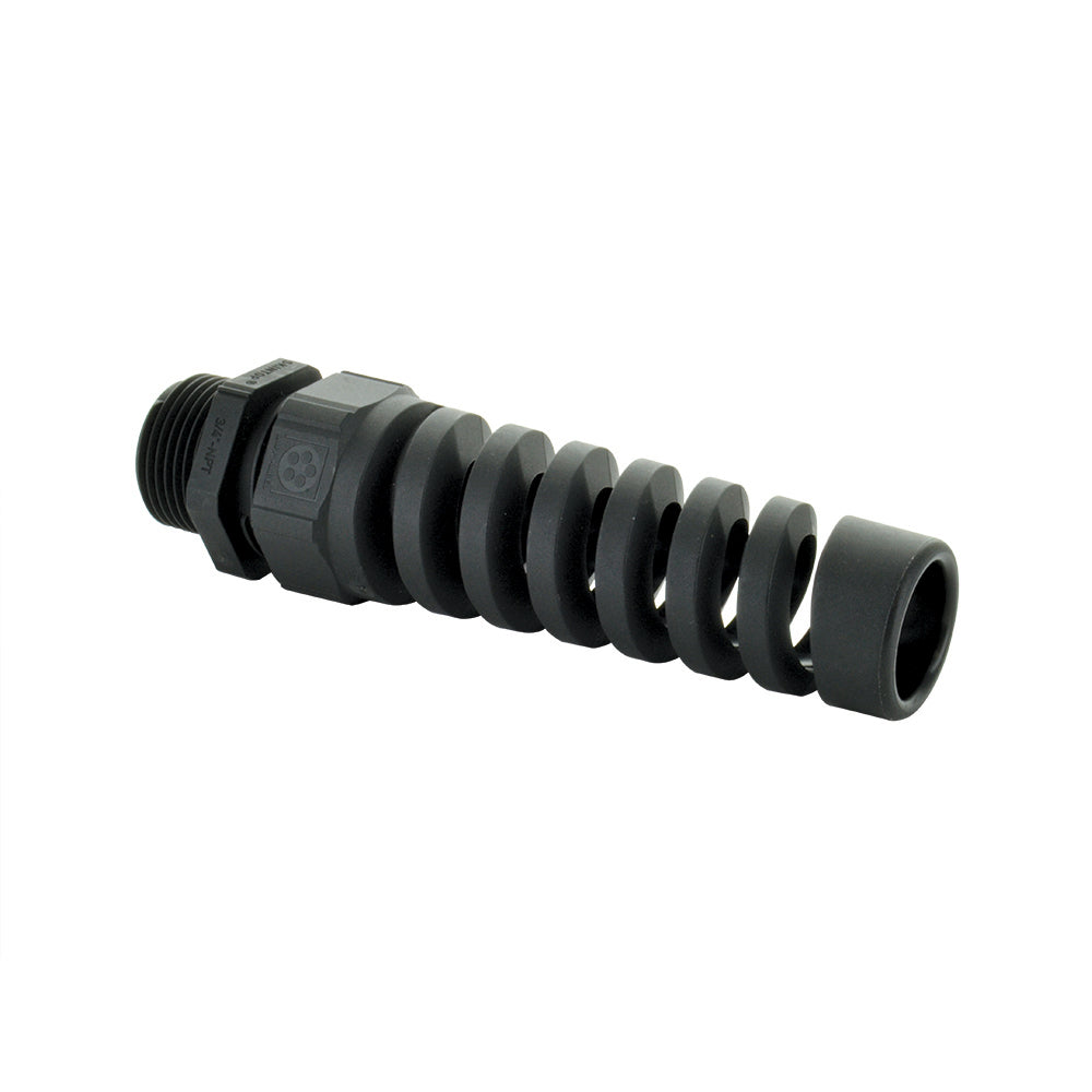 Pg-11 Liquid Tight, Non-Metallic Pigtail Spiral Strain Relief Cable Cord Protector With Nut