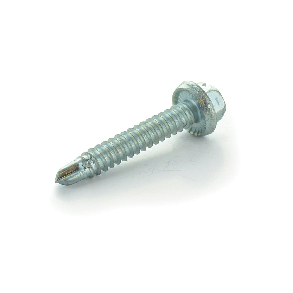 1/4 x 1-1/2 Inch Slotted Hex Washer Head Drill Point Tek Crimptite Zinc - Clearance
