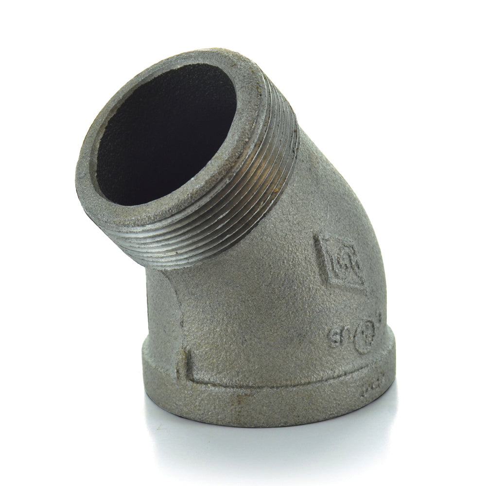 1/4" Schedule 40 Malleable Iron 45 Degree Street Elbow Black