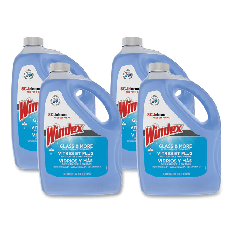 Windex Glass Cleaner With Ammonia-D- 1 Gal Bottle- 4/Carton