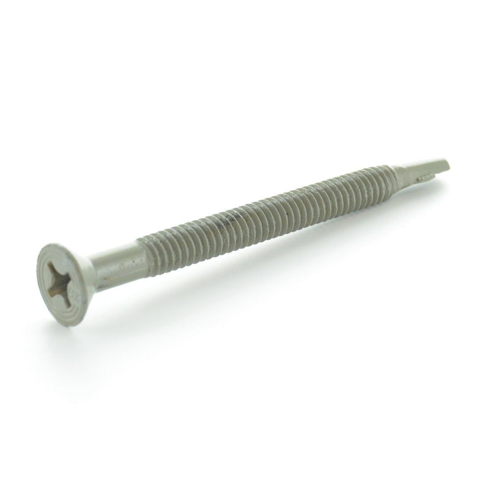 1/4-20 x 2-3/4 Inch Zinc Plated Steel #4 Point Flat - Countersunk Head Self-Drilling Tek Screw With Wings