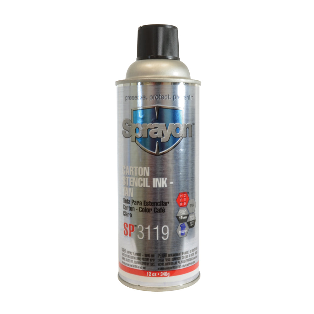Sprayon SP3119 Tan Carton Stencil Ink Cover up - 12 Oz Net Wt. - Aerosol