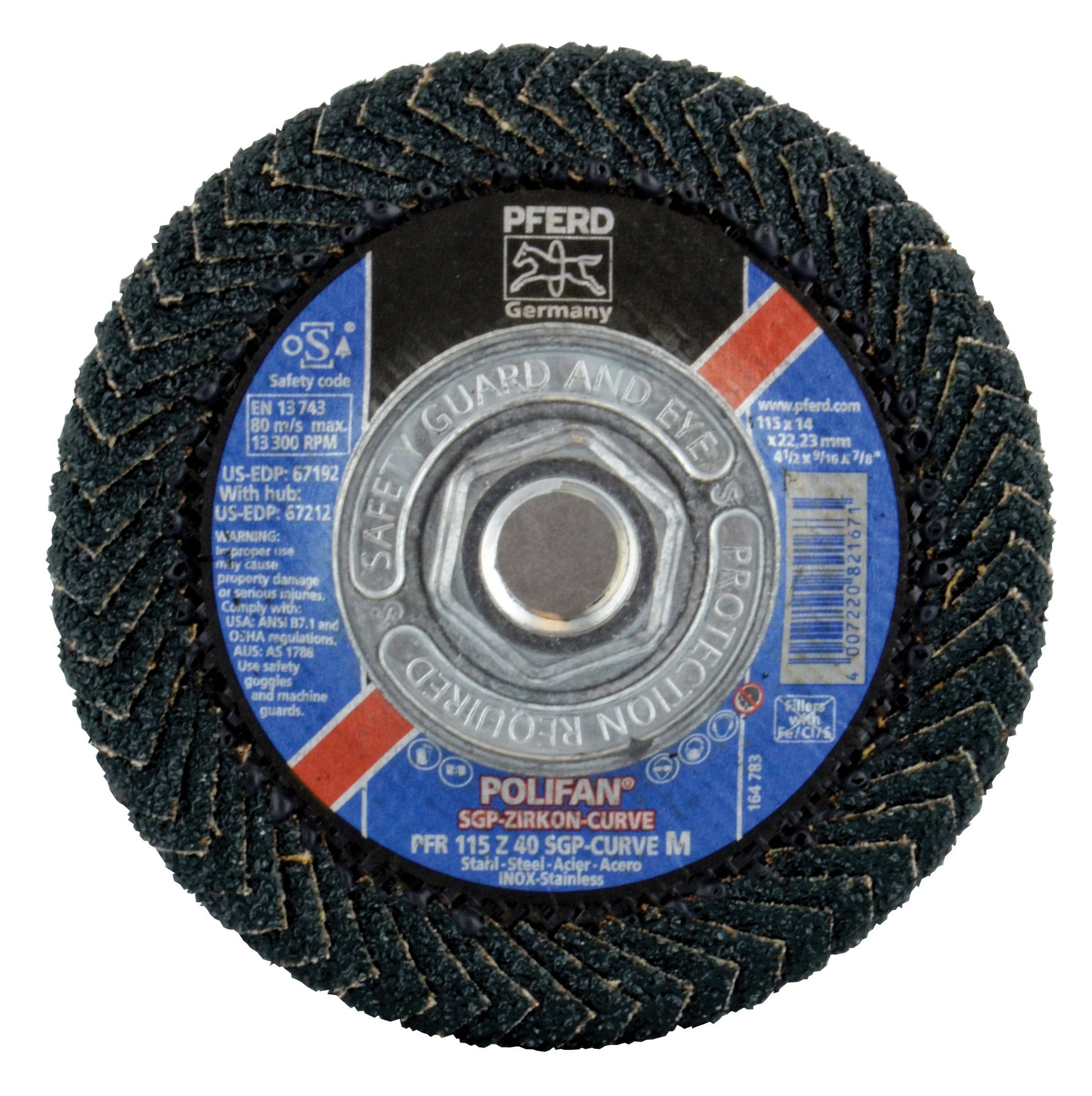 4-1/2 Inch X 5/8-11 Z Sgp Curve Steelox 40 Grit Flap Disc 3/16" Radius-Zirconia