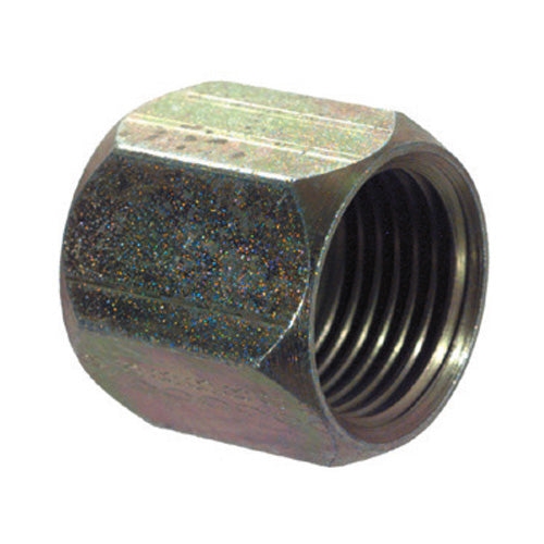 5/8 Inch 10000 psi Zinc Plated Yellow Dichromate Carbon Steel Jic 37 Degree Adapter Nut For 3-Piece Flare