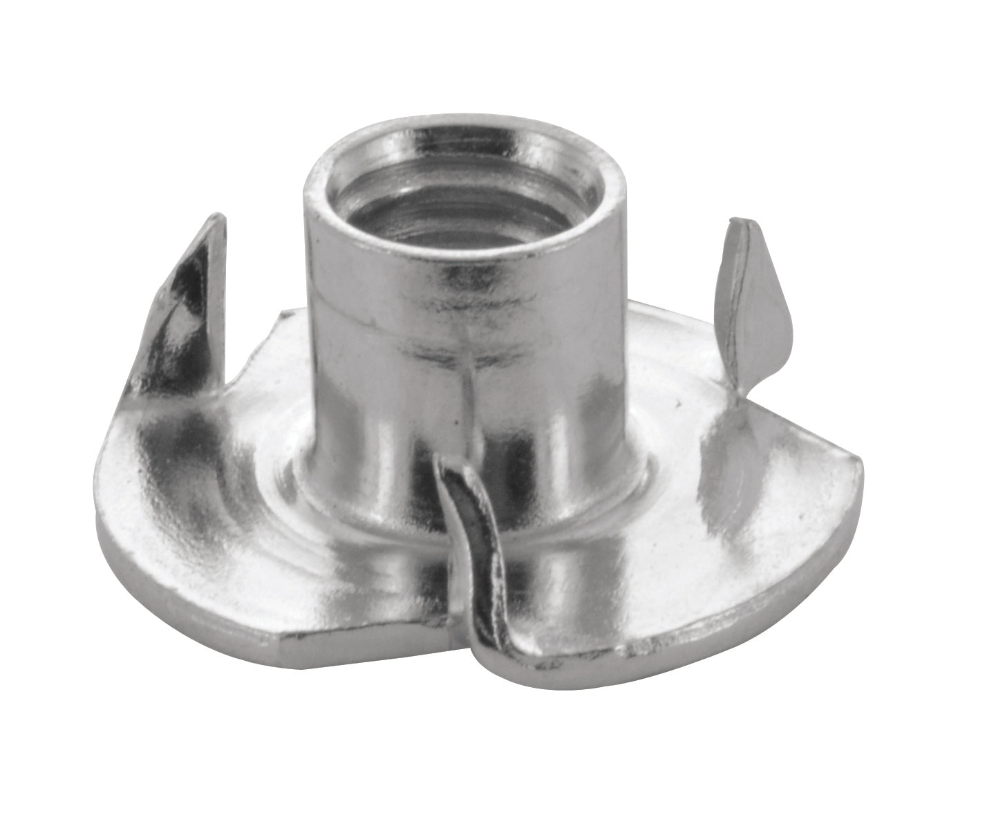 3/8-16 Coarse 4 Prongs Zinc Plated Steel Straight Barrel T-Nut