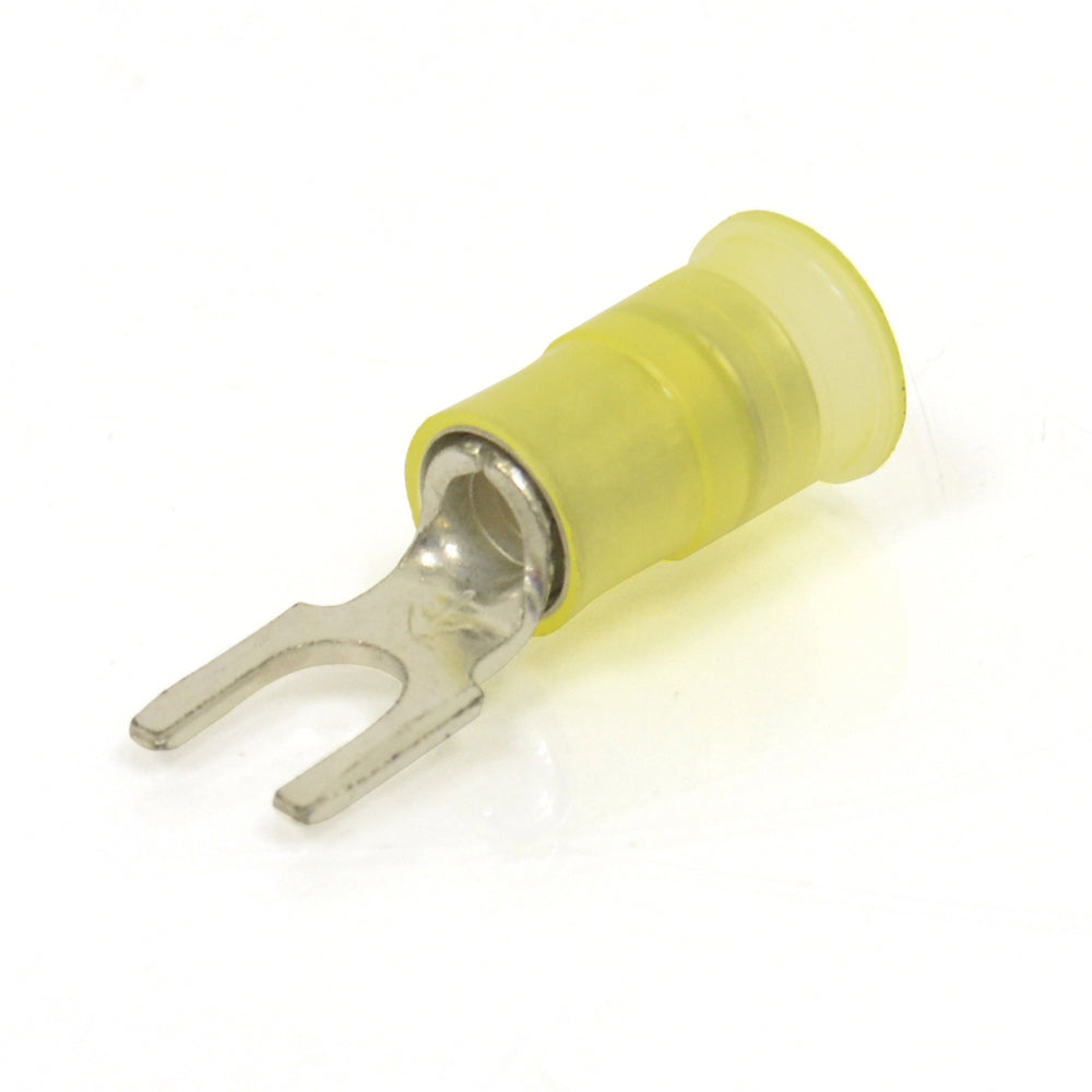 12-10 Awg #6 Stud Yellow Nylon Insulated Block Fork Terminal