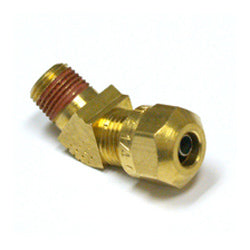 1/4 Tube x 1/8 Inch Brass 45 Degree Male Elbow D.O.T. Air Brake Fitting with Thread Sealant