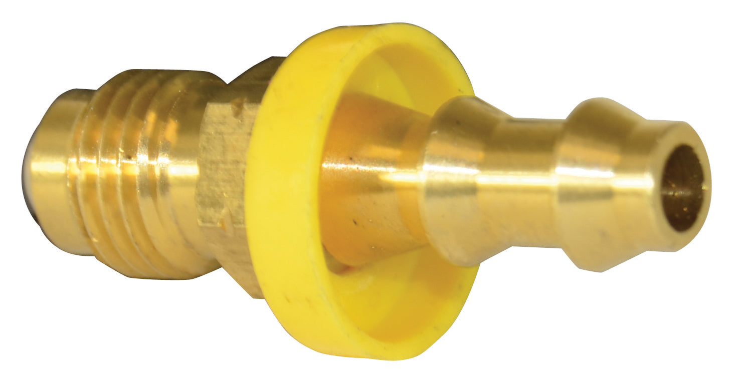 1/4 Inch x 1/4 Inch Barb Hose x Flare CA360 Brass Barb-Tite Sae 45-Degree Male Rigid Connector