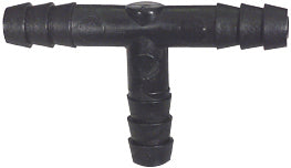 1/4 Inch x 1/4 Inch x 1/4 Inch Black Nylon Vacuum and Washer Hose Barbed Tee Connector
