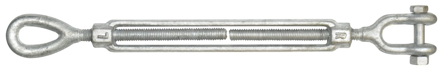 5/8 Inch x 12 Inch Hot Galvanized 1030 Carbon Steel Jaw and Eye Turnbuckle