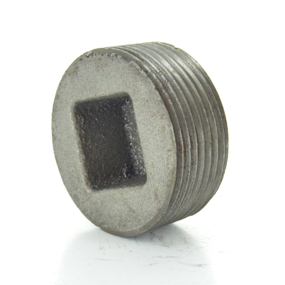 1-1/2 Inch Sch 40 Mnpt Black Welded Malleable Iron Square Head Pipe Plug