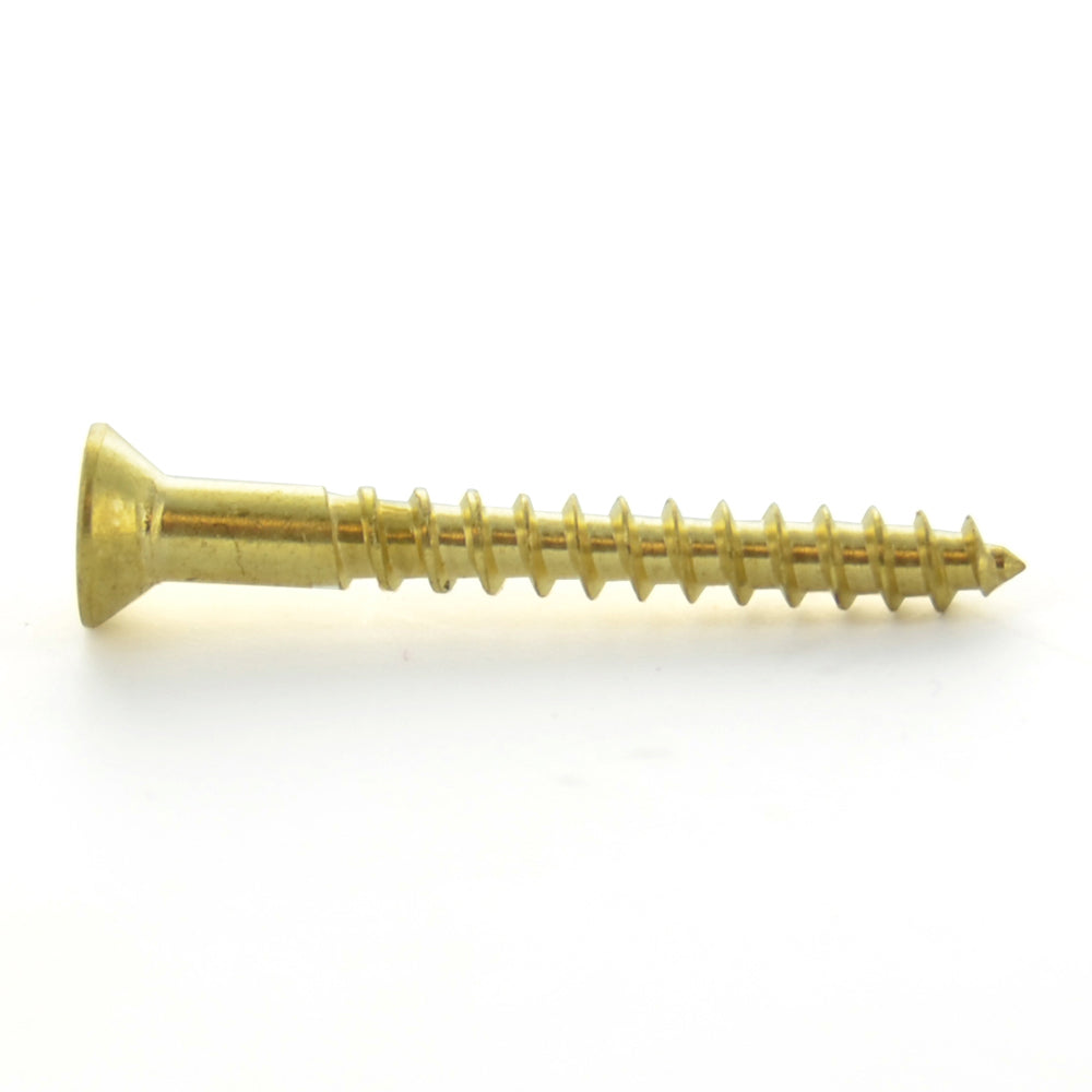 #12 x 2 Inch Plain Brass Phillips Flat Head Wood Screw