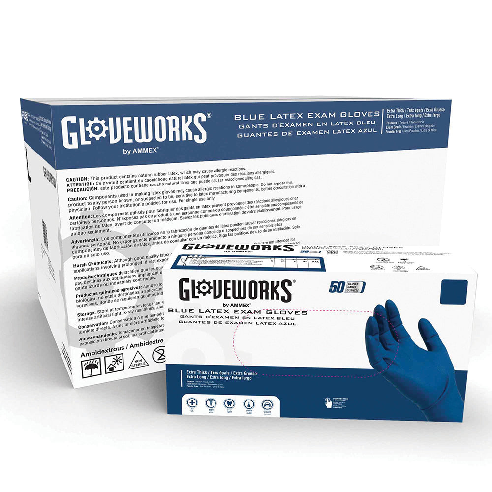 Ammex X-Large Gloveplus® Heavy-Duty Powder-Free Latex Exam Gloves - 50 Per Box