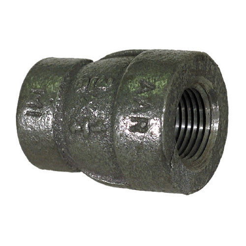 1-1/2 Inch X 1 Inch Sch 80 Fnpt Black Malleable Iron Reducing Coupling