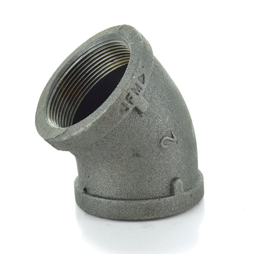 1/8" Schedule 40 Female NPT Black Malleable Iron 45 Degree Elbow