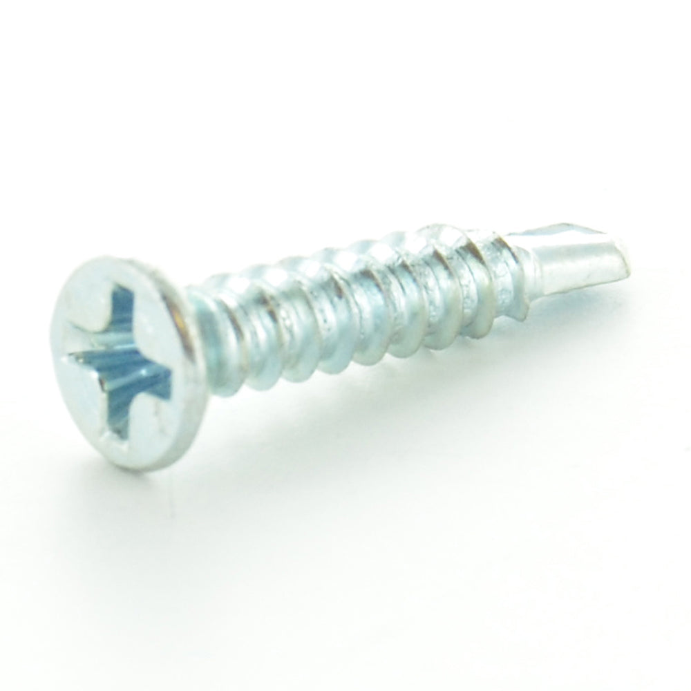 #14 x 3/4 Inch Zinc Plated Low Carbon Steel #3 Point Flat - Countersunk Head Self-Drilling Tek Screw