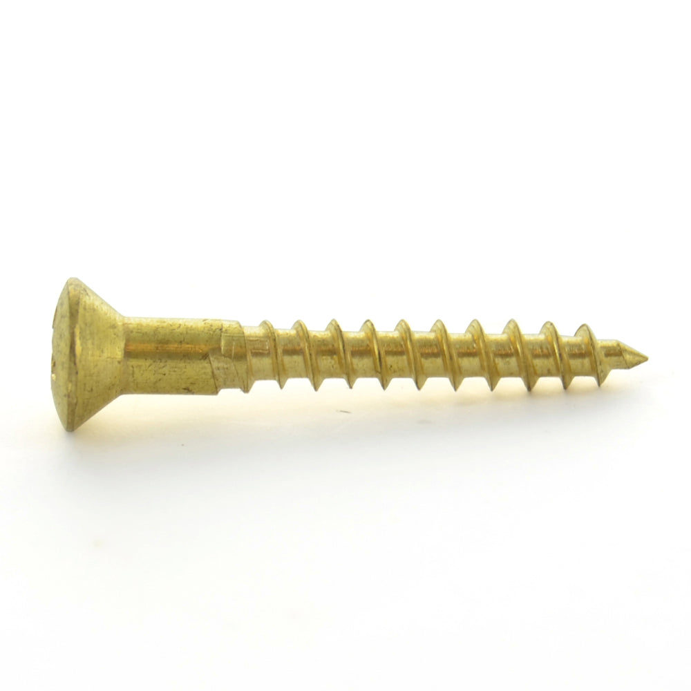 #6 x 5/8 Inch Plain Brass Phillips Oval Head Wood Screw