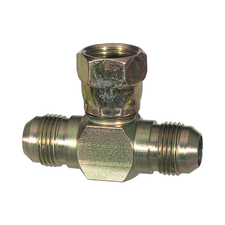 1 Inch 3600 psi Zinc Plated Yellow Dichromate Carbon Steel Jic 37Degree Swivel Nut Branch Tee