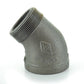 2" Schedule 40 Malleable Iron 45 Degree Street Elbow Black