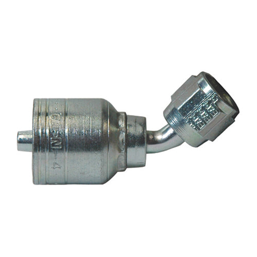3/8 Inch x 1/4 Inch Jic 37 Degree Female Swivel 45 Degree Tube Elbow Yellow Zinc Z Series Weathergrip Crimp