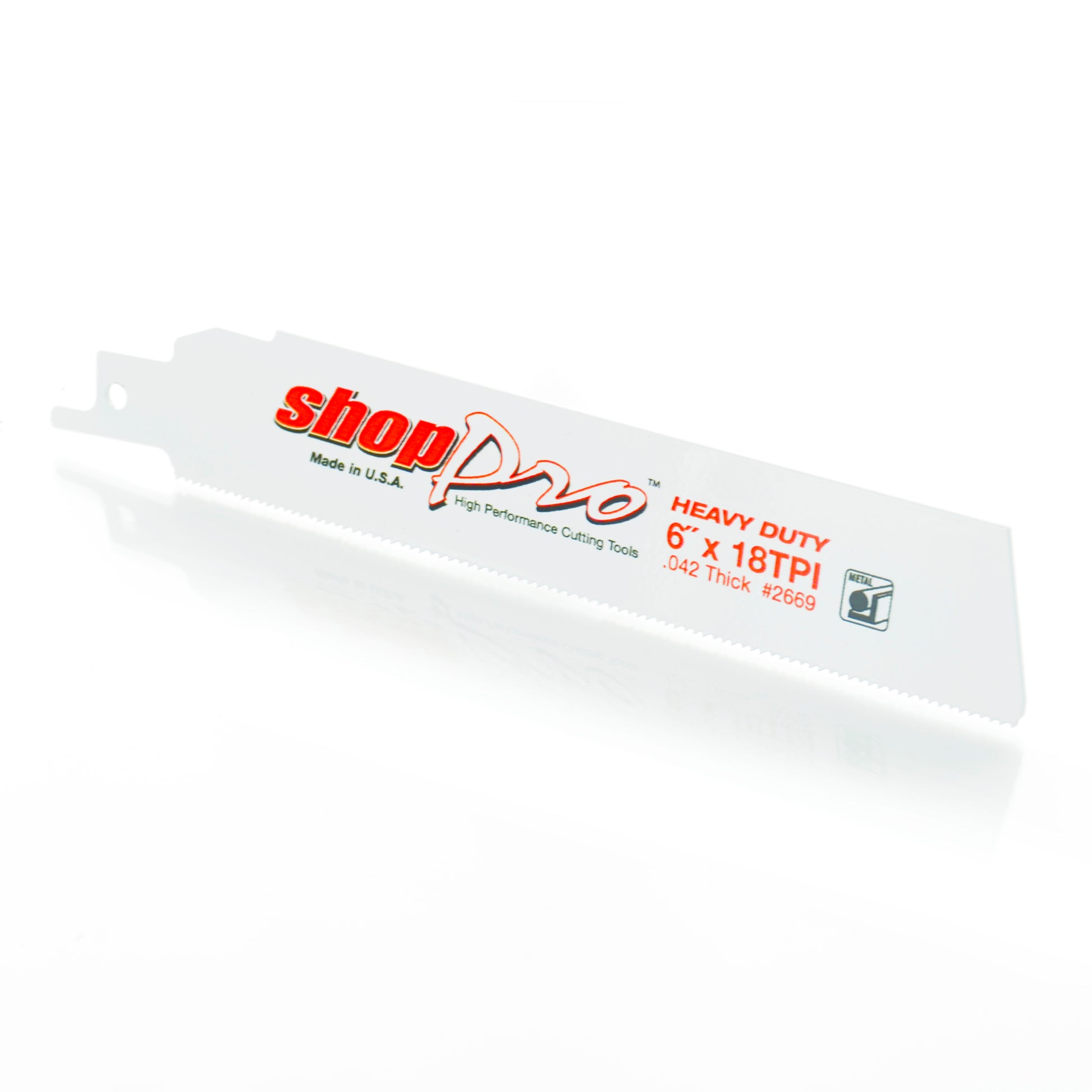 ShopPro 6 x 1 x .042 Power Edge Heavy-Duty Reciprocation Saw Blade - 18 Tpi