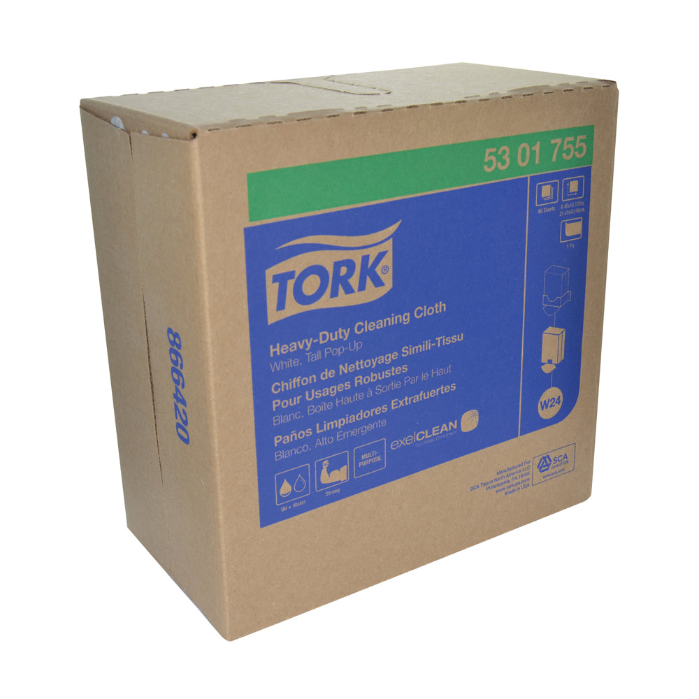 8-1/2" x 16-1/2" Tork Premium 510/530 Multi-Purpose Cloth 80 Wipes Per Pop-Up Box - 5 Per Case