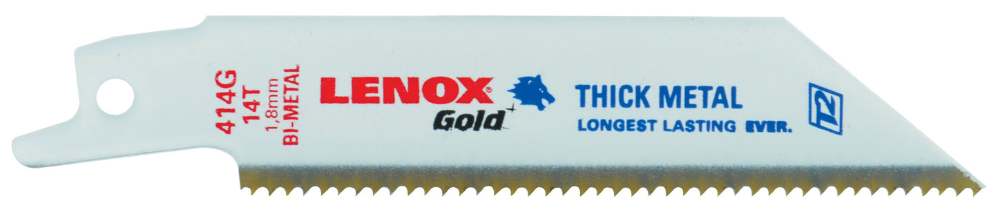 4 Inch x 3/4 Inch Lenox Gold Reciprocating Saw Blade- 14 Tpi - Thick & Medium Metal