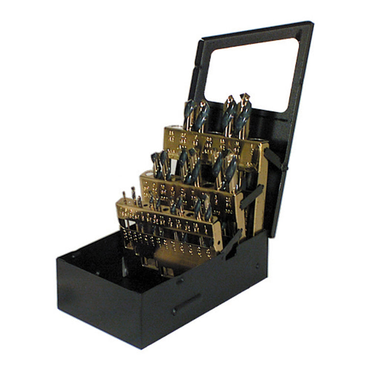 13 Piece Amber Gold Hi-Molybdenum Tool Steel Mechanics Length Drill Starter Set With Index
