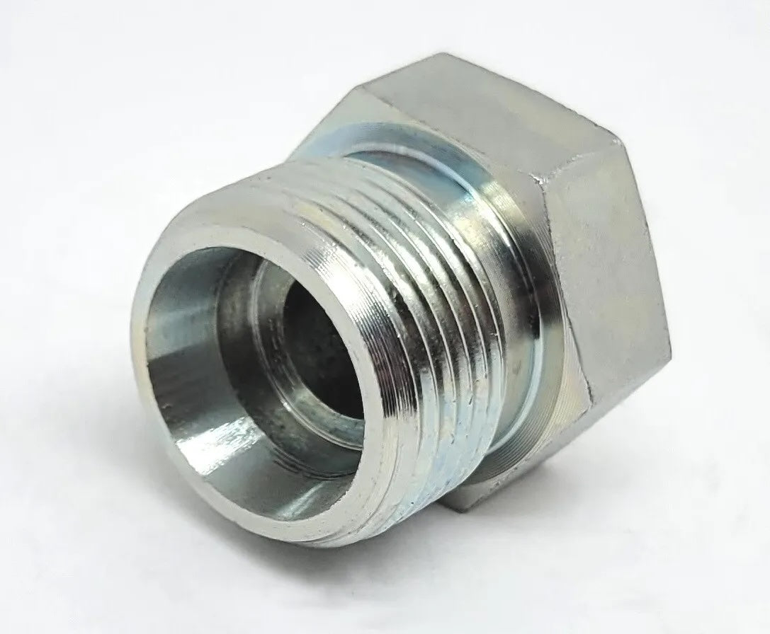 M28 10000 psi Zinc Plated Yellow Dichromate Carbon Steel Pipe Metric Adapter - Light Din 24 Degree Cap