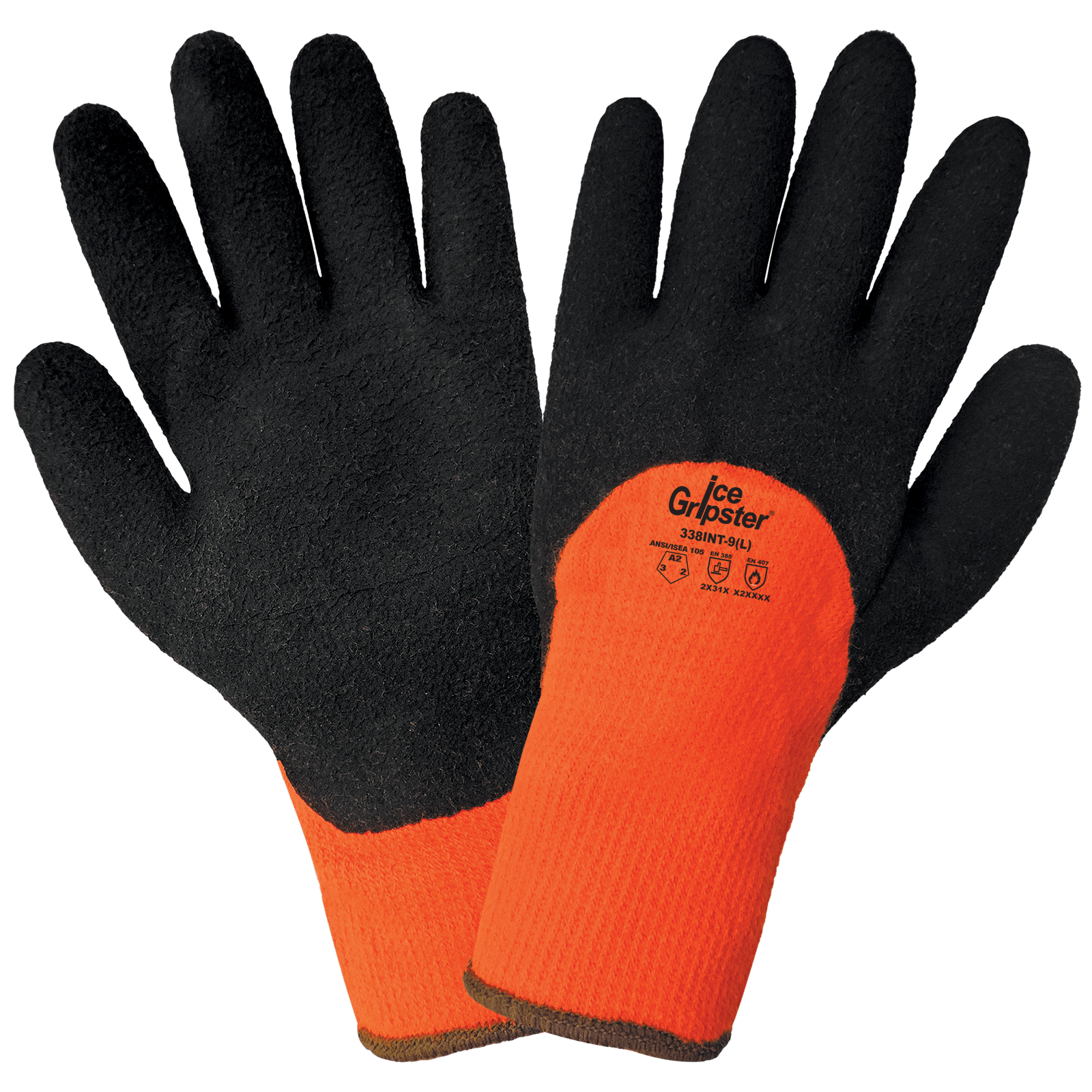 Ice Gripster Three-Quarter Foam Rubber Coated Palm High-Visibility Low Temp Gloves With Cut- Abrasion- And Puncture Resistance X-Large