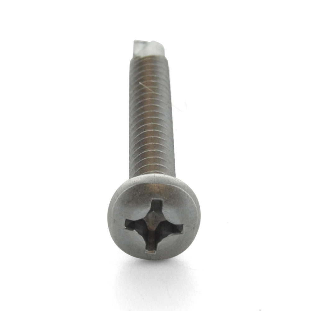 #12 x 1 Inch Plain 410 Stainless Steel #3 Point Pan Head Self-Drilling Tek Screw