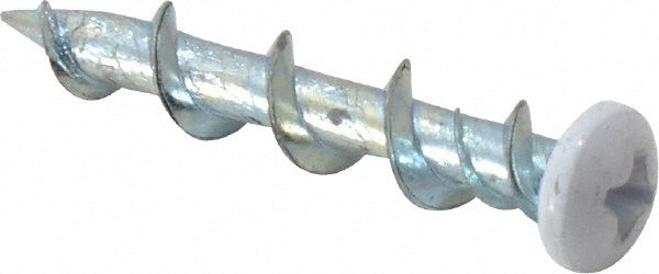 3/16 Inch x 1-1/4 Inch White Pan Head Concrete Screws Wall-Dog™ Anchor - 100 Per Box