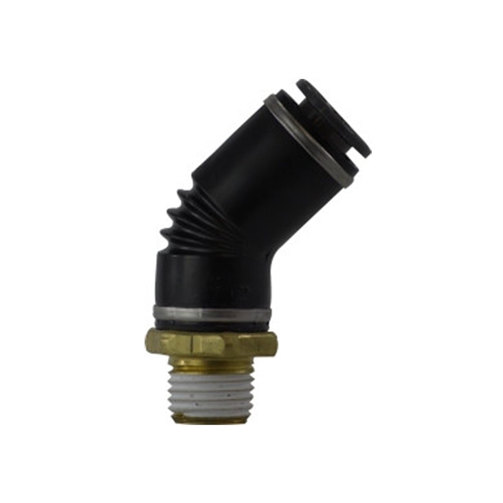 1/4 Inch x 3/8 Inch Male Pipe Composite/Brass Push-To-Connect D.O.T. 45-Degree Elbow