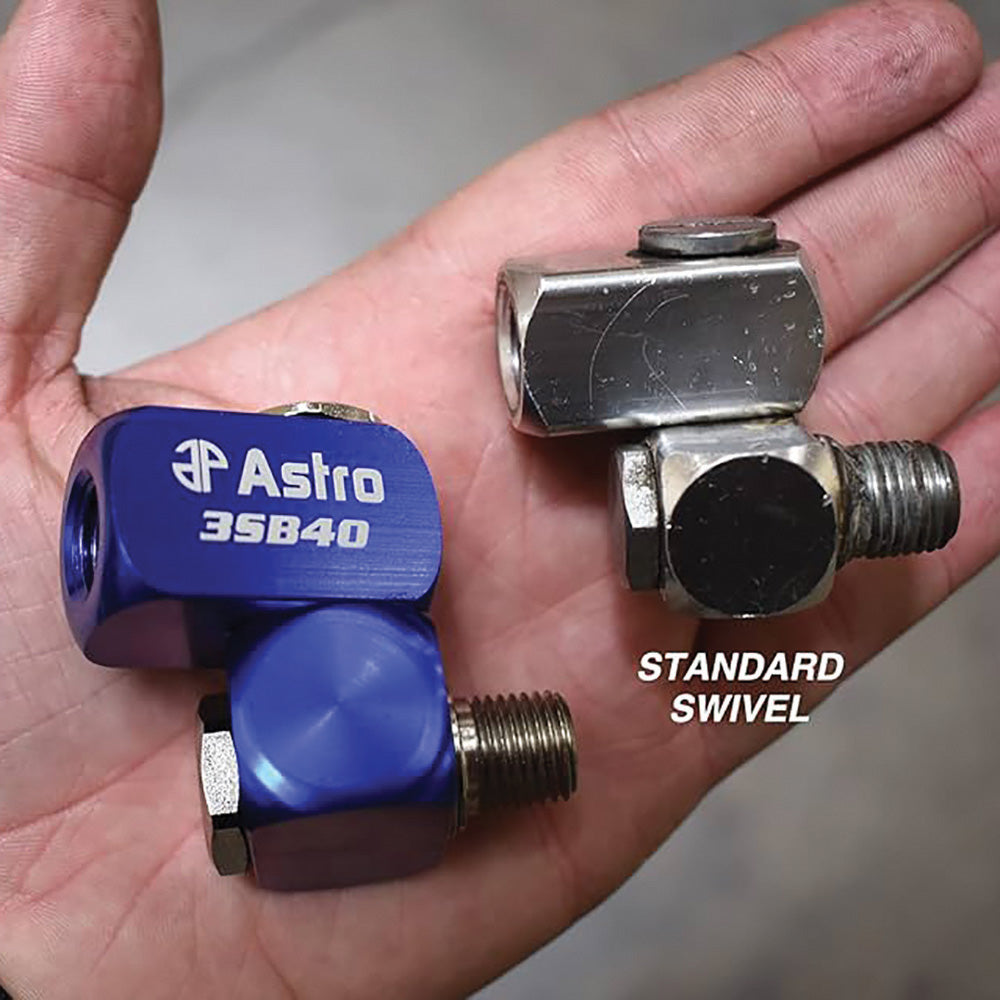 1/4" Mpt Orbital 3-Way Swivel Fitting Anodized Aluminum Coated Steel