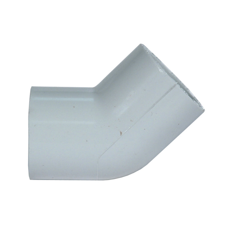 1-1/4 Inch Socket Sch 40 White Pvc 45 Degree Elbow