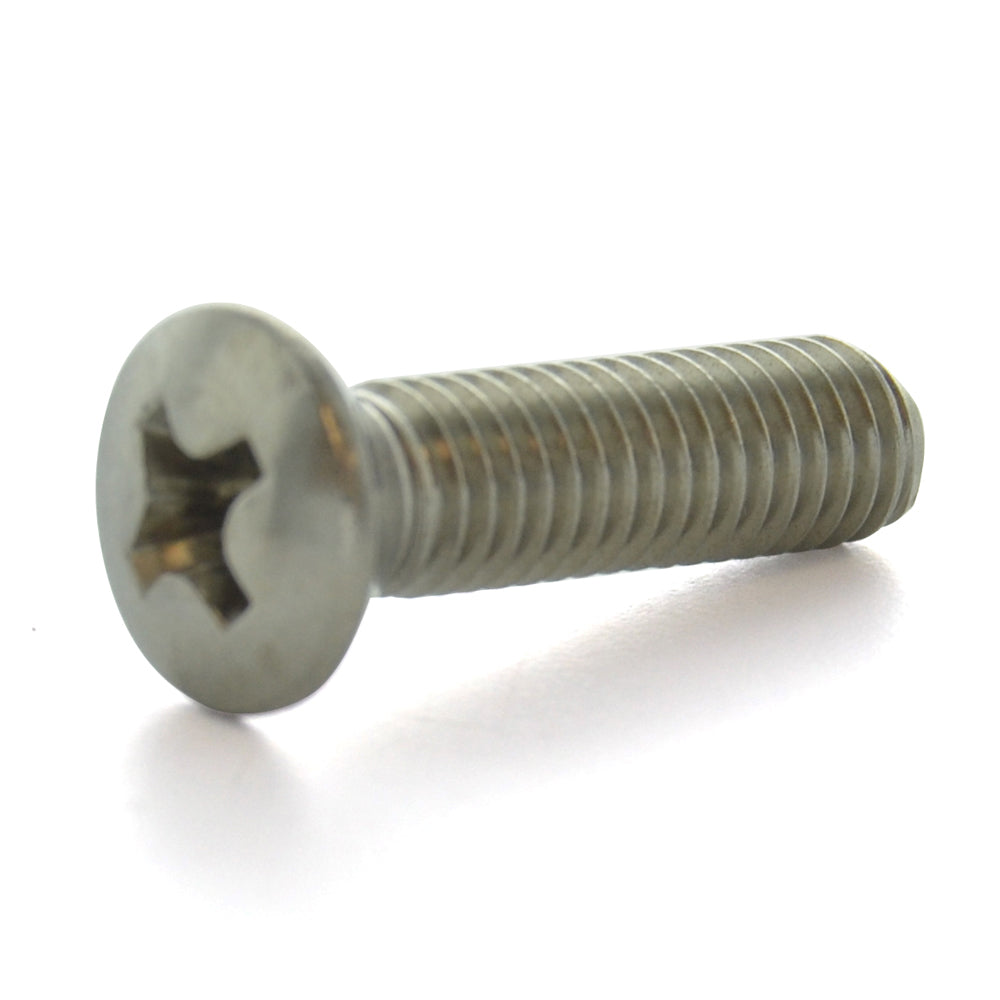 #6-32 x 5/8 Inch Coarse Plain 18-8 (A2) Stainless Steel #2 Phillips Drive Oval Countersunk Head Machine Screw