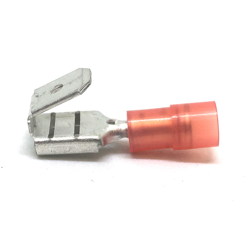 22-18 Gauge Nylon Insulated Male / Female Piggy-Back Terminal Red 1/4 Inch