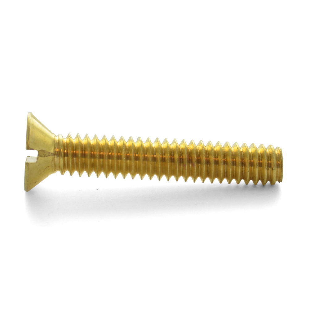 #8-32 x 1 Inch Coarse Plain Brass Slotted Drive Flat Countersunk Head Machine Screw