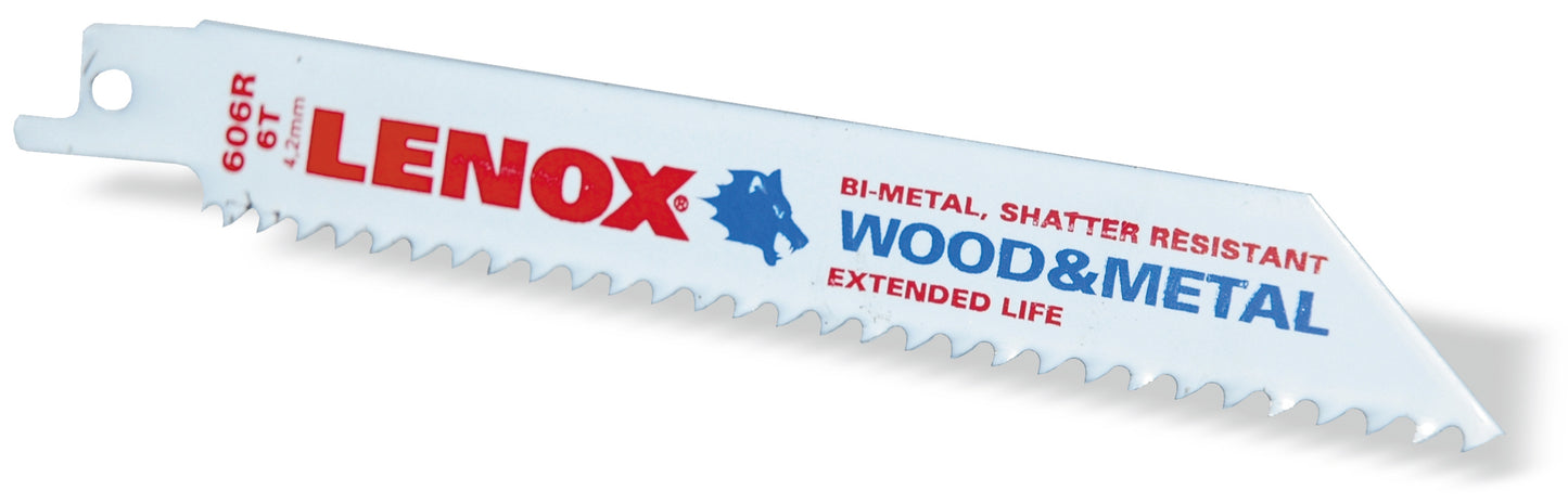 6 Inch X 3/4 Inch 6 TPI Tapered Tang Bi-Metal Reciprocating Saw Blade Lenox